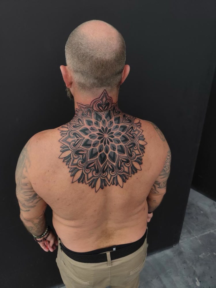 Mandala dotwork back and neck piece